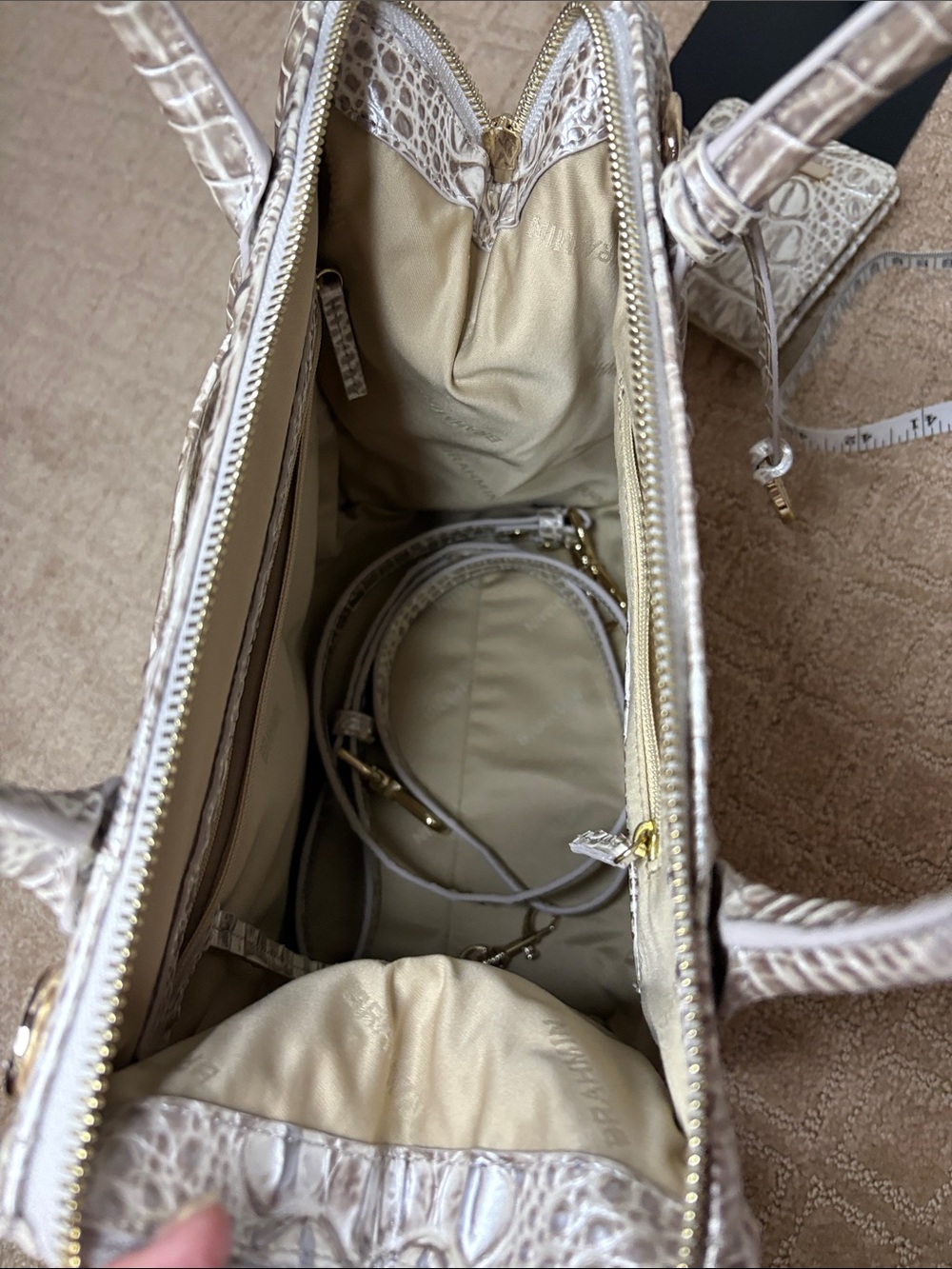 Brahmin Small Caroline Satchel in Pristine Croc-Embossed Leather Tote - Picture 11 of 12